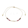 Adjustable Natural Quartz Crystal & Ruby & Garnet Braided Bead Bracelets for Women BJEW-JB11619-02-2