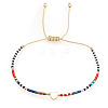 Striped Seed Beaded & Brass Heart Link Bracelets LV4885-4