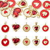 10Pcs 5 Styles Heart Theme Brass Enamel Pendants KK-TA0008-88-1