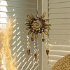 Copper Wire Wrapped Spiral Sun Natural Tiger Eye Beads Suncatchers HJEW-F027-07-2