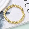 Brass Round Beaded Stretch Bracelets for Men Women BJEW-B148-05E-G-1