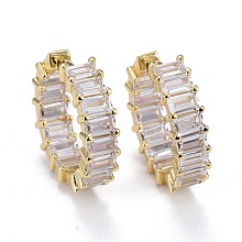 Brass Micro Pave Cubic Zirconia Huggie Hoop Earrings EJEW-K083-37G-B