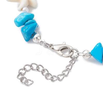 Synthetic Turquoise & ABS Plastic Imitation Pearl Beaded Bracelets for Women BJEW-JB12370-1