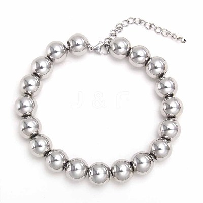 Non-Tarnish Simple Fashion Round 304 Stainless Steel Beaded Bracelets for Women UG2742-4-1