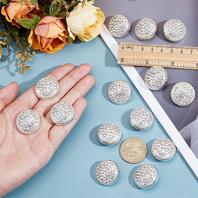 14Pcs 1-Hole Alloy Glass Shank Buttons BUTT-MA0001-16C-S-1