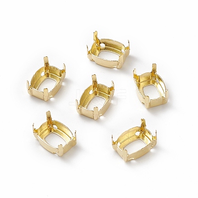 Rectangle Brass Sew on Prong Settings KK-N0084-A05-8x10G-1