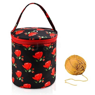 Oxford Zipper Knitting Bucket Bag with Handle PW-WG69279-03-1
