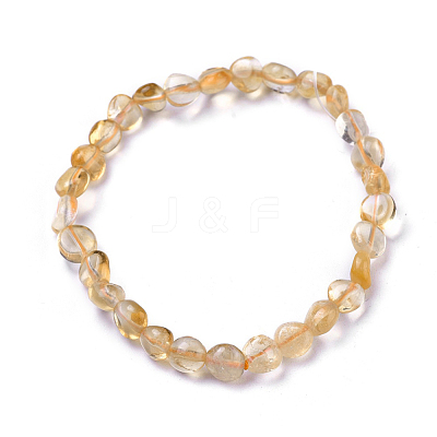 Natural Citrine Bead Stretch Bracelets BJEW-K213-62-1