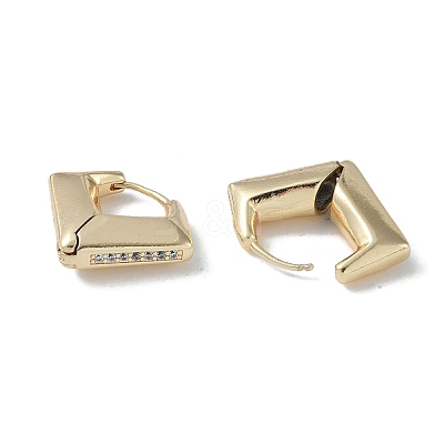 Rhombus Brass Micro Pave Cubic Zirconia Stud Earrings for Women EJEW-H006-03G-1