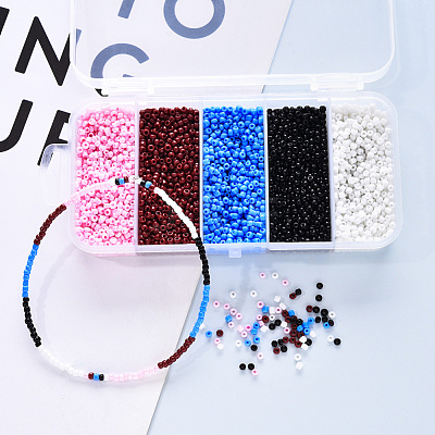 6000Pcs 5 Colors Glass Seed Beads SEED-YW0001-15A-1
