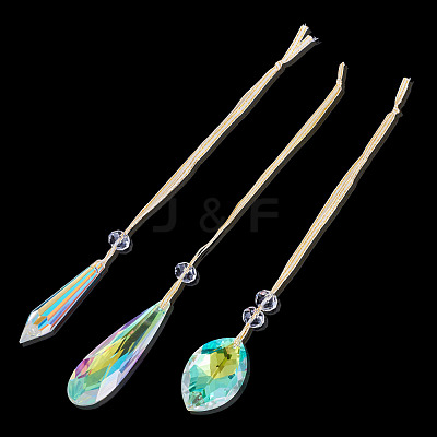3Pcs 3 Styles Glass Suncatchers for Outdoor Garden Hanging Decoration HJEW-TADJ0001-04-1