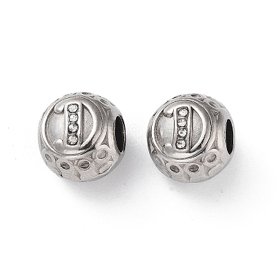 304 Stainless Steel Rhinestone European Beads STAS-A092-10D-P-1
