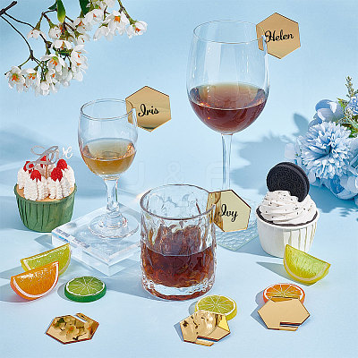 40Pcs Mirror Acrylic Wine Glass Charms AJEW-FG0003-02A-1