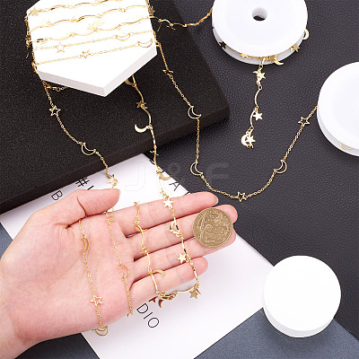 2 Styles Handmade Brass Cable Chains & Bar Link Chains CHC-KS0001-01-1