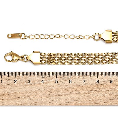 Ion Plating(IP) 304 Stainless Steel Mesh Chain Bracelet X-BJEW-G669-14G-1