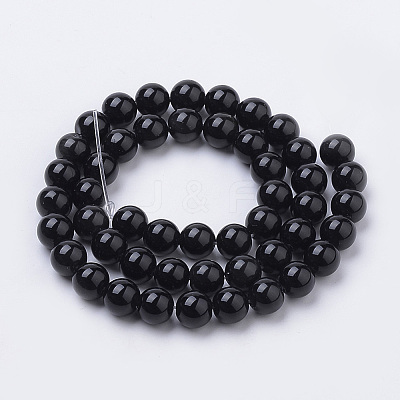 Natural Black Onyx Beads Strands X-G-S259-19-6mm-1