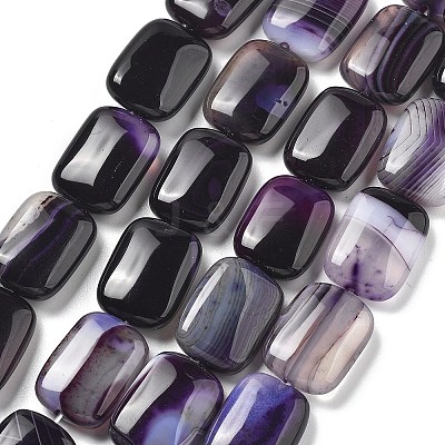Natural Banded Agate Beads Strands G-K392-B11-13x18mm-1