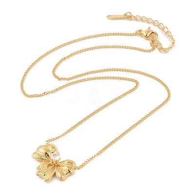 304 Stainless Steel Crystal Rhinestone Twisted Chain Bowknot Pendant Necklaces for Women NJEW-Z046-05G-1