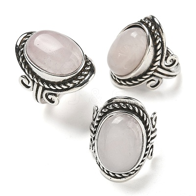 Natural Rose Quartz Adjustable Rings RJEW-I108-01AS-13-1