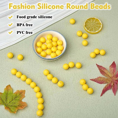 100Pcs Silicone Beads Round Rubber Bead 15MM Loose Spacer Beads for DIY Supplies Jewelry Keychain Making JX448A-1
