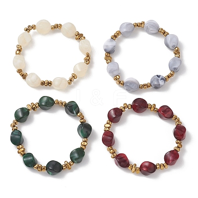 Acrylic Imitation Gemstone Beads Stretch Bracelets for Women BJEW-JB13273-1