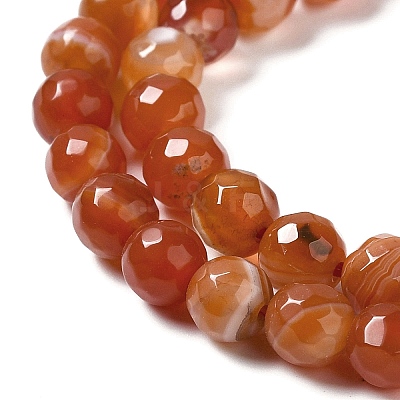 Natural Striped Agate/Banded Agate Beads Strands G-A246-8mm-03-1