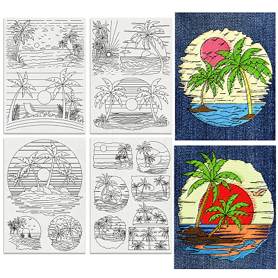 4 Sheets 11.6x8.2 Inch Stick and Stitch Embroidery Patterns DIY-WH0455-324-1