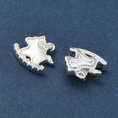 Brass Micro Pave Clear Cubic Zirconia & Natural Shell Charms CU-CBA3F77-02S-1
