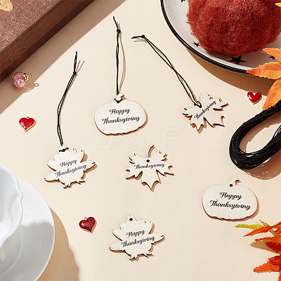 36Pcs 3 Styles Thanks Giving Themed Wood Pendants WOOD-OC0002-75-1