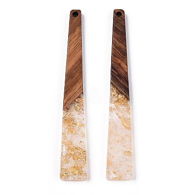 Transparent Resin & Walnut Wood Big Pendants RESI-N039-68A-1