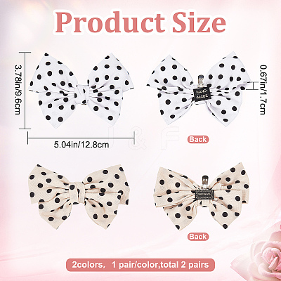 2 Pairs 2 Colors Polka Dot Pattern Cloth Bowknot Shoe Decorations FIND-CP0001-39-1