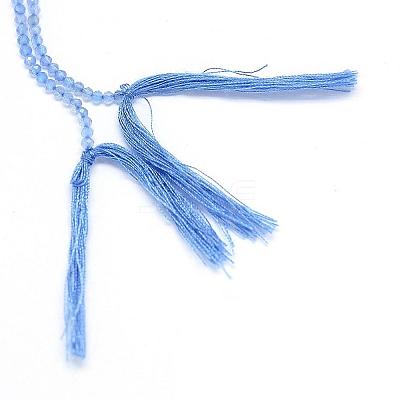 Natural Blue Chalcedony Bead Strands G-G914-2mm-16-1