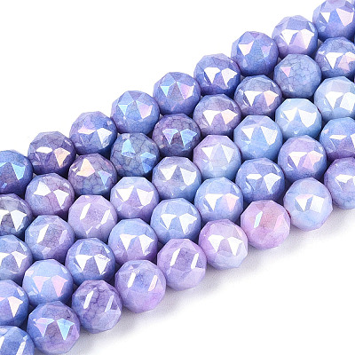 Anti-Tarnish Electroplate Glass Beads Strands X-GLAA-N010-8mm-11-1