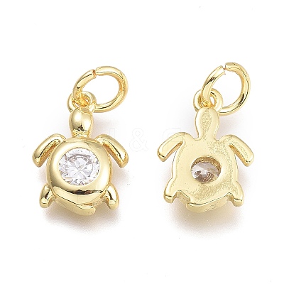 Brass Micro Pave Cubic Zirconia Pendants KK-P187-12C-G-1
