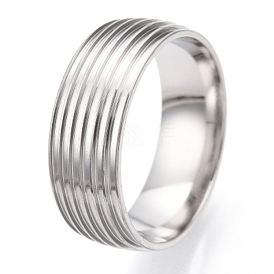 201 Stainless Steel Grooved Finger Ring Settings STAS-WH0047-05S-1