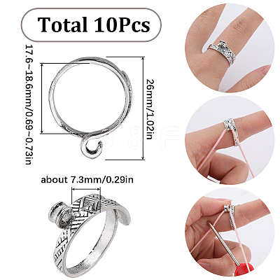 10Pcs Alloy Cuff Rings RJEW-SC0001-08-1