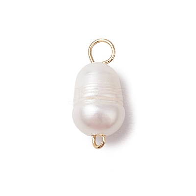 Natural Freshwater Pearl Rice Connector Charms PALLOY-JF03395-1