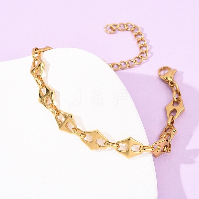 304 Stainless Steel Rhombus Link Chain Bracelets for Women BJEW-F536-09G-1