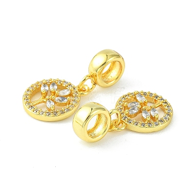 Rack Plating Brass Micro Pave Cubic Zirconia European Dangle Charms KK-K330-44G-1