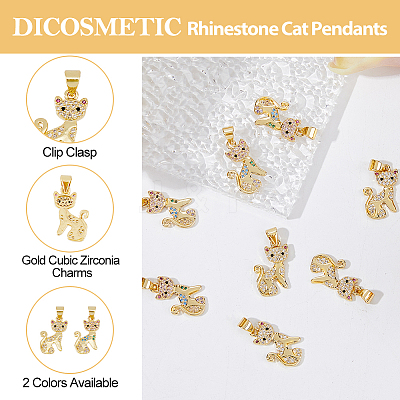 8Pcs 2 Colors Rack Plating Brass Micro Pave Cubic Zirconia Pendants KK-DC0003-21-1