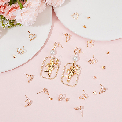 20Pcs Brass Cubic Zirconia Stud Earring Findings KK-BBC0004-98-1