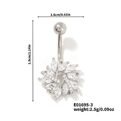 Shiny Brass Crystal Rhinestone Belly Button Rings CZ7821-3-1