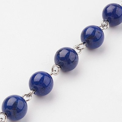 Natural Mashan Jade Handmade Beaded Chains AJEW-JB00307-02-1