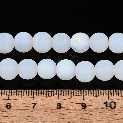 Frosted Imitation Jade Glass Beads Strands GLAA-T032-J8mm-MBB02-1
