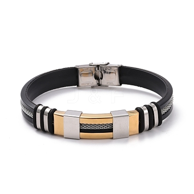 Men's Silicone Cord Bracelet BJEW-M206-02P-1