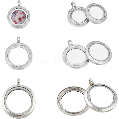3Pcs 3 Styles Stainless Steel Glass Photo Living Memory Floating Locket Pendants STAS-UN0061-54-1