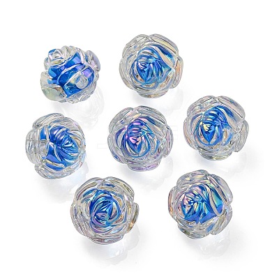 UV Plating Rainbow Iridescent Acrylic Beads OACR-P010-20I-1