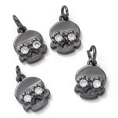 Brass Micro Pave Cubic Zirconia Charms ZIRC-F083-012B-RS-1