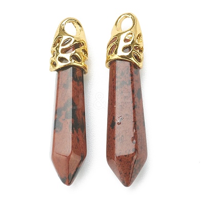 Bullet Natural Mahogany Obsidian Pointed Pendants G-E332-C37-G-1