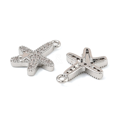 Brass Micro Pave Clear Cubic Zirconia Charms KK-C155-24P-1